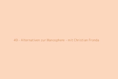 49 - Alternativen zur Manosphere - mit Christian Fronda